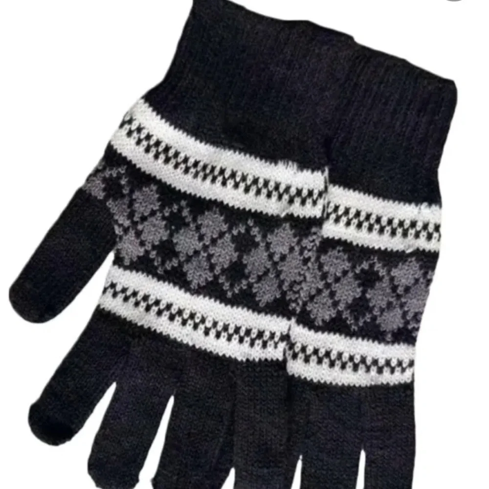 Black UNISEX Nordic Snowflake Gloves